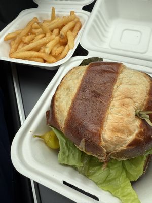 Vegan burger & fries🍔🍟   at Othello's in Woodland Hills