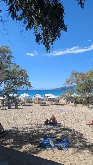 View from the porch at Paralos Beach Bar in Stoupa