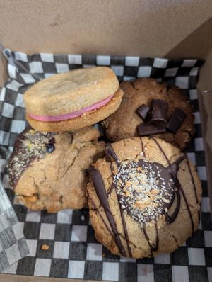 Delicious cookies and a tahini-filled cookie sandwich at Chef Veganessa in Kirkland