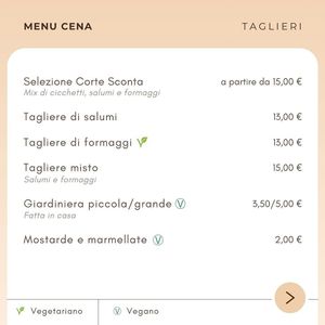 Menu at La Corte Sconta in Santorso