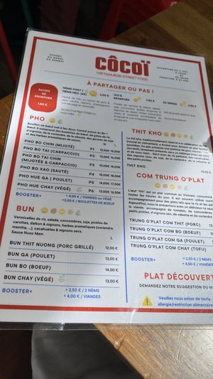 Menu.  at COCOI in Mons