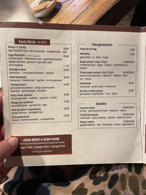 Menu  at Waag in Amsterdam