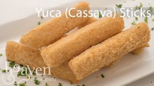 Yuca fries is known as cassava as well, it is a vegetable root like potato. at Heaven Artisan GF Cuisine in Calgary