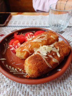 Potatoes stuffed with cheese at Tara in Zabljak