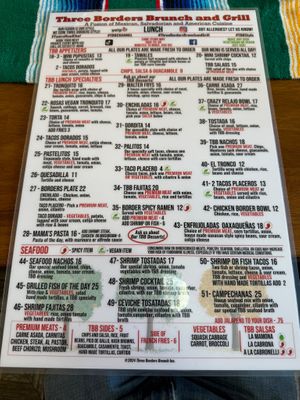Menu Back at Three Borders Brunch and Grill in Los Angeles