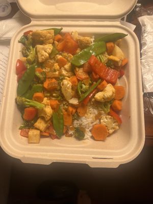 Thai curry with coconut rice   at The Stanford Inn by the Sea in Mendocino