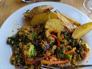 Amazing Veggie Scramble breakfast at The Stanford Inn by the Sea in Mendocino