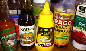 Yes, that's vegan Worcester sauce, and other organic condiments. at Arkansas House and Boardwalk Cafe in Jasper