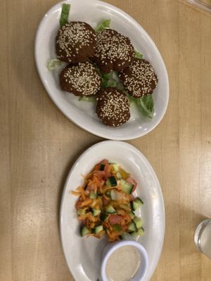 Falafel plate with salad and tahinii  at Neama's Egyptian Food in York