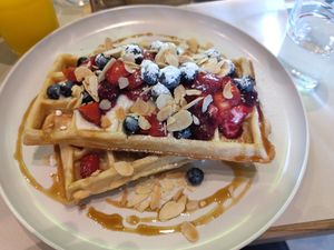 Vegan waffle at Poranki in Krakow