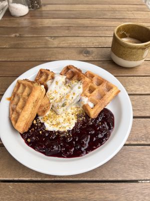 Vegan waffle  at Poranki in Krakow