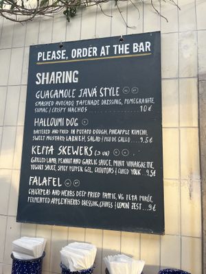 Outside menu   at Javá in Lisbon