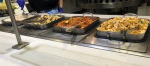 Four vegan items on buffet at Carleton University - Vegan Bar in Ottawa