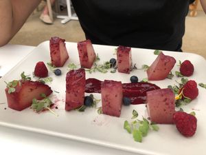 Melon infusionado (vegan) at La Capella in Sabadell