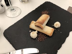 Rollito chocolate (vegan) at La Capella in Sabadell