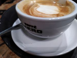 Soya flat white (January 2025) at Caffè Nero in Aberystwyth