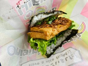 Vegan Tuna, 1000 Yen at KIX - Onigiri Burger - T1 in Osaka
