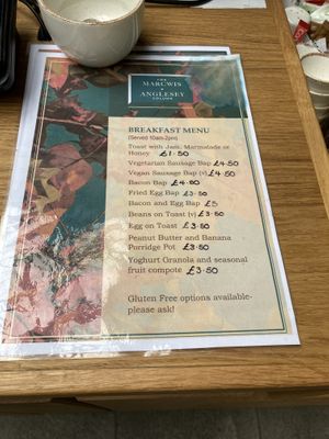 Vegan & vegetarian sausages, beans and toast  at Twr Marcwis Anglesey Column in Llanfairpwllgwyngyll