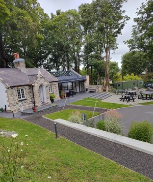 Outdoor & indoor seating available at Twr Marcwis Anglesey Column in Llanfairpwllgwyngyll