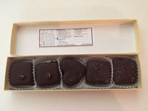 Five piece truffle box - opened! at Missionary Chocolates in Portland