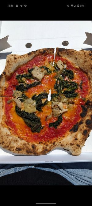 Vegan 50 shades of green pizza at Flour in Wells-next-the-sea