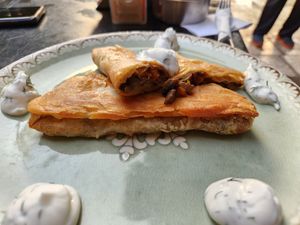 Vegan mushroom bougatsa at Phyllosophies in Crete