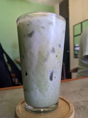 Matcha latte at Grains Plant-based Cafe in Puerto Princesa