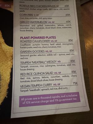 Vegan menu  at Deep Roots Dive & Yoga Resort in Penida Island