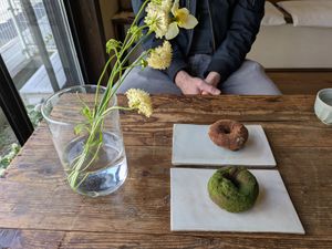 Genmaicha donut + Cinnamon donut at Soma - 杣 in Uji