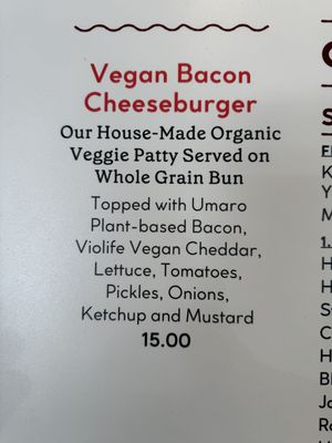 Vegan bacon cheeseburger   at Roam Artisan Burgers in Lafayette