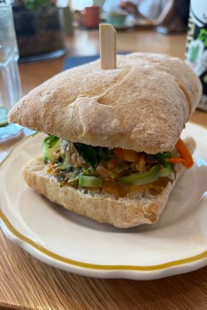 Vegan breakfast banh (angle makes it look A LOT bigger than it actually is)   at Catalog Coffee in Baltimore