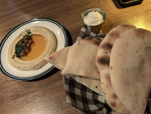 Pita bread and hummus at The Smoking Camel in Byron Bay