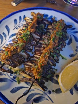 Mushroom skewers at The Smoking Camel in Byron Bay