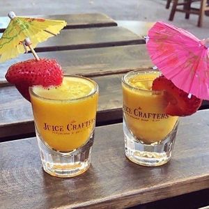 Cheers! Wellness Shots! – lemon, ginger & cayenne pepper. at Juice Crafters in Pacific Palisades