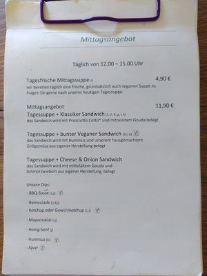 Mittagsangebote at Backsteincafé in Osnabrueck