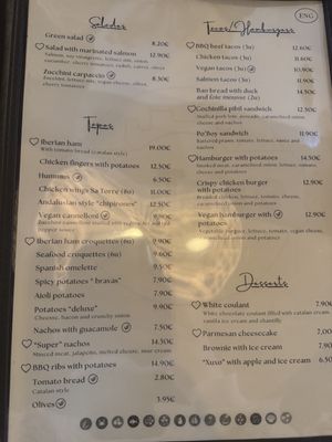 Menu  at Bar Sa Torre in Tossa De Mar