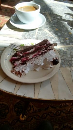 vegan kirsch cake at 19:77 - VEGAN:DINER+BAR, Home of RAMONES MUSEUM in Berlin