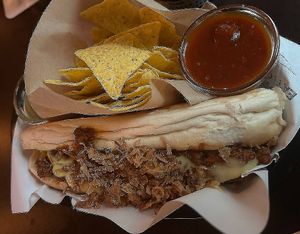 Chili cheese dog  at 19:77 - VEGAN:DINER+BAR, Home of RAMONES MUSEUM in Berlin