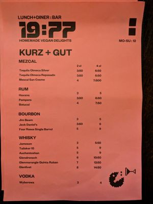 Menu page at 19:77 at 19:77 - VEGAN:DINER+BAR, Home of RAMONES MUSEUM in Berlin