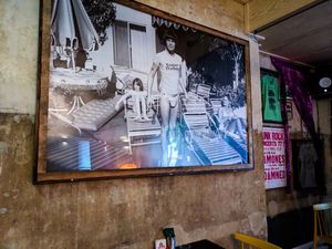 Punk rock memorabilia on display at 19:77 at 19:77 - VEGAN:DINER+BAR, Home of RAMONES MUSEUM in Berlin