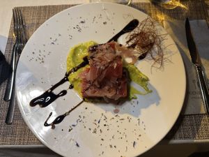 Warm Watermelom with various toppings  at La Nuova Campana in Castellammare Del Golfo