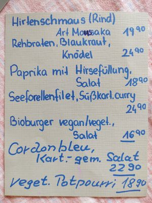 Tageskarte, Anfang Januar 2025 at Dengkofen 3 in Mengkofen