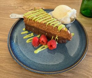 Pistachio and almond torte at Bistro 8 in Blackwood