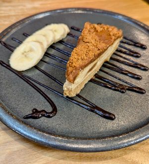 Lotus biscoff cheesecake with banana at Prezzo in Cardiff