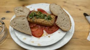 Gebackene Tofuscheibe 6,50€ 👌🏻  at Naturfreundehaus Burgmühle  in Loffingen