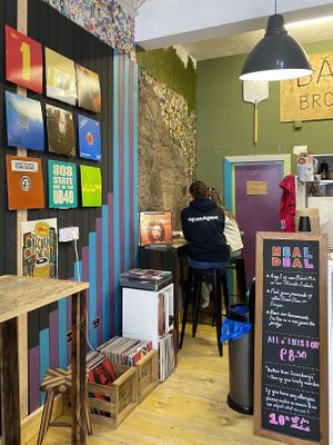 Vinyl selection  at Bánh Mì Brothers in Edinburgh