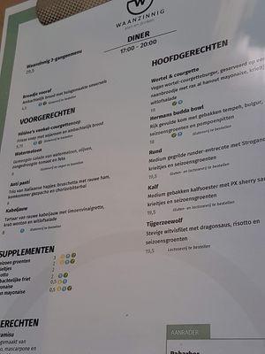 menu at Waanzinnig Tilburg in Tilburg