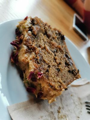 Coffee and walnut cake at Boston Tea Party in Salisbury