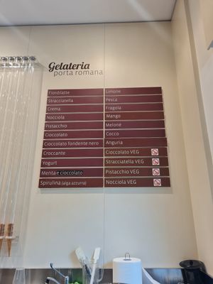 Flavours list at Gelateria Porta Romana - 126 in Milan