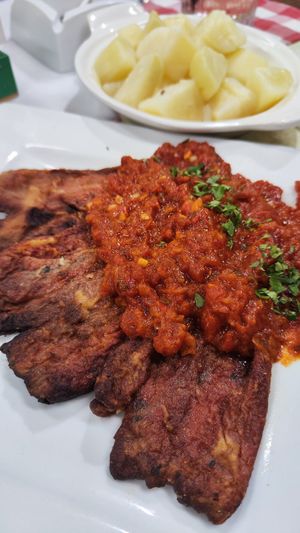 Paprikaschoten gebacken in Tomatensoße at Briz in Sunny Beach